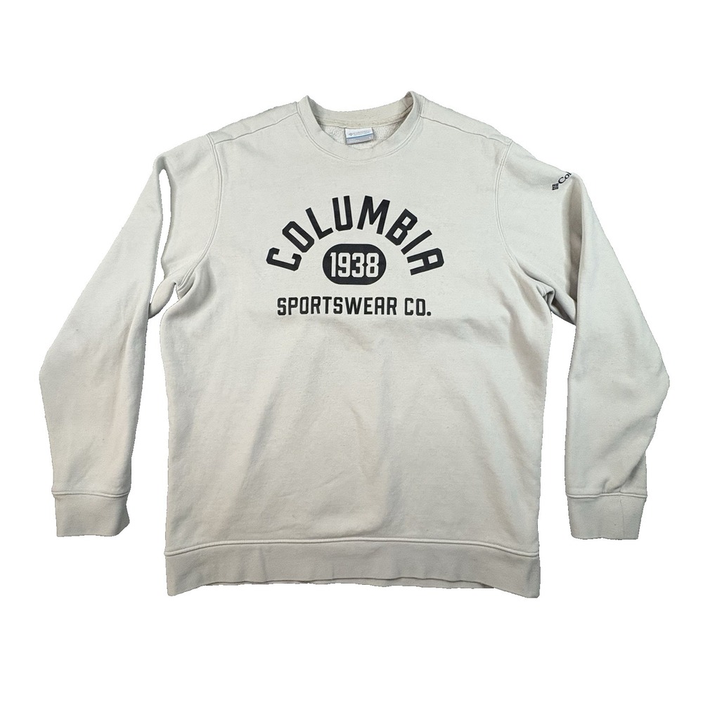 Columbia Sportswear Men's L Beige Fleece Lined Crewneck Sweatshirt SEE DESCRIPTI